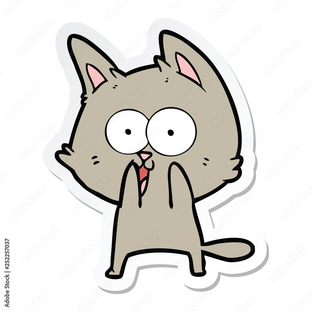 sticker of a funny cartoon cat sticker of a funny cartoon cat