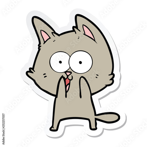 sticker of a funny cartoon cat © lineartestpilot