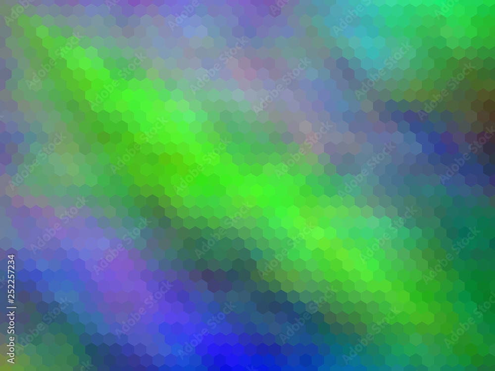 multicolor hexagonally pixeled background, abstract, bright rainbow colors