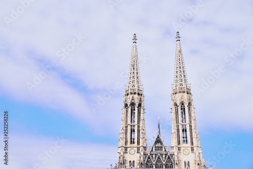St. Peter's Church or Votive Church, Votivkirche in Vienna, Capital of Austria. The Viehvirche is the temple of Roman Catholic Church. The church was built in neo-gothic style, located on Ringstrasse