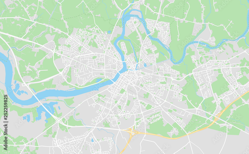 Limerick, Ireland downtown street map