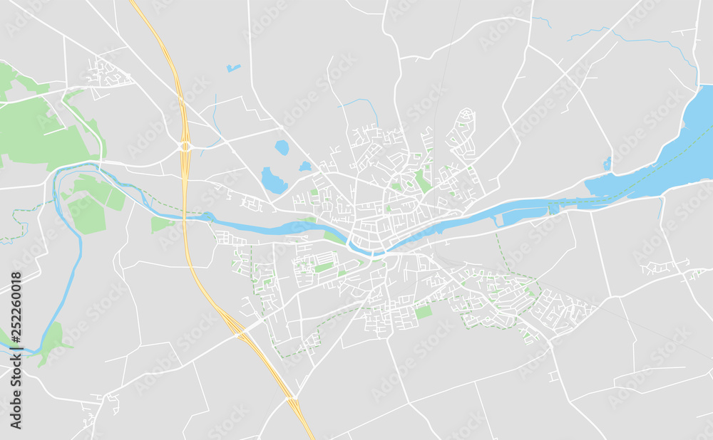 Drogheda, Ireland downtown street map