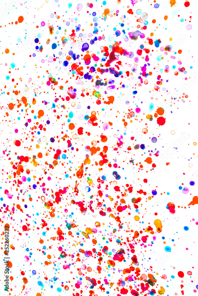 Watercolour Coloured Paint Drips Splatters and spots for Background