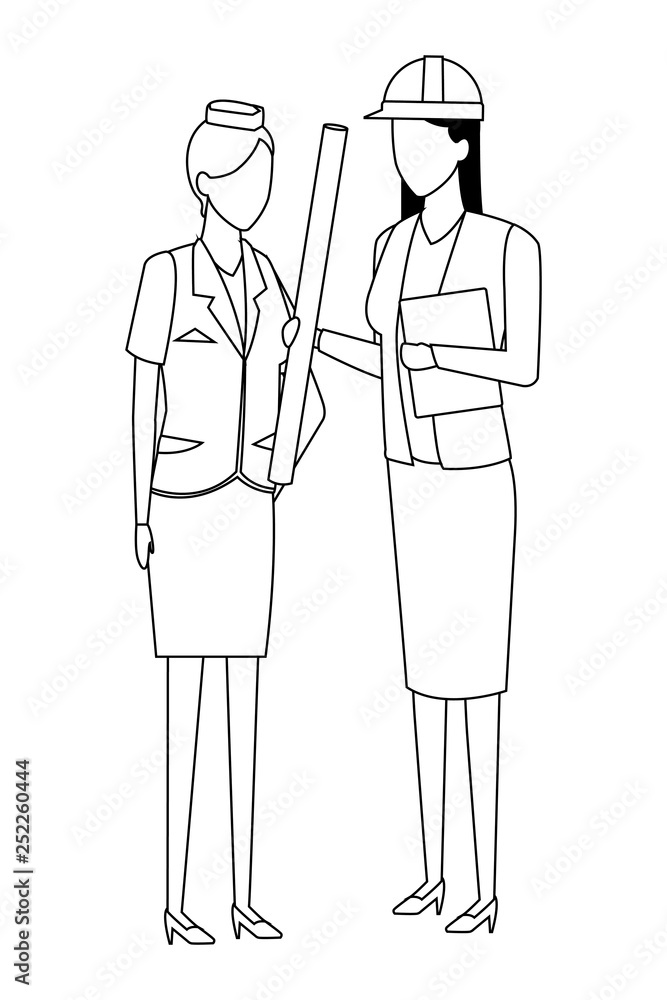 Jobs and professions avatar in black and white Jobs and professions avatar in black and white