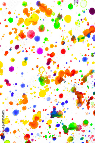 Watercolour Coloured Paint Drips Splatters and spots for Background