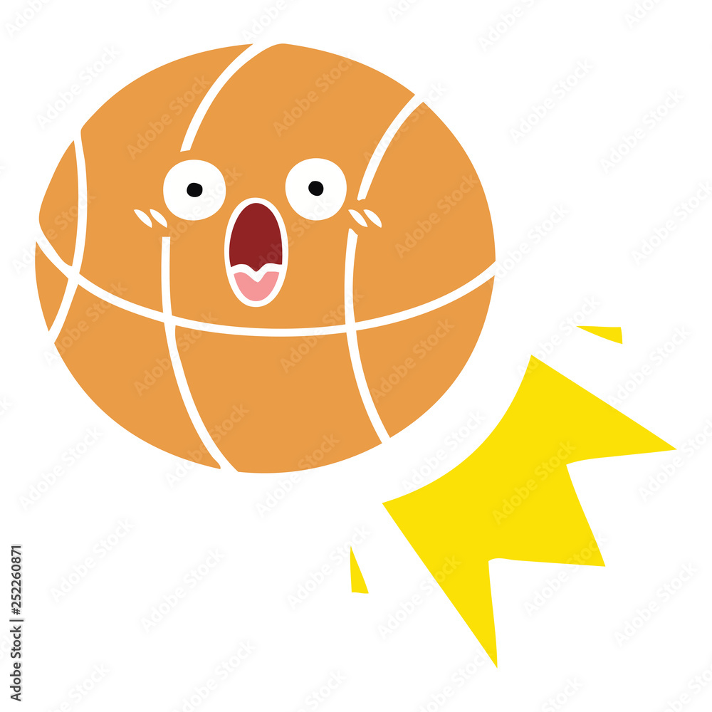 flat color retro cartoon basketball flat color retro cartoon basketball
