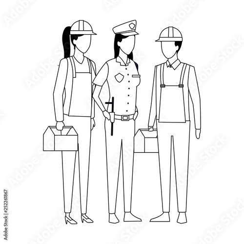 Jobs and professions avatar in black and white