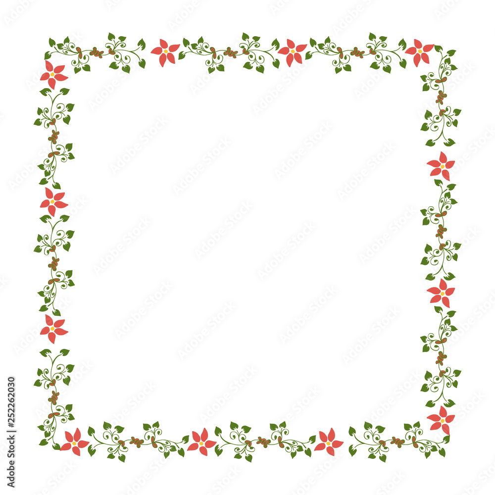 Vector illustration beauty decoration leafy floral frame hand drawn