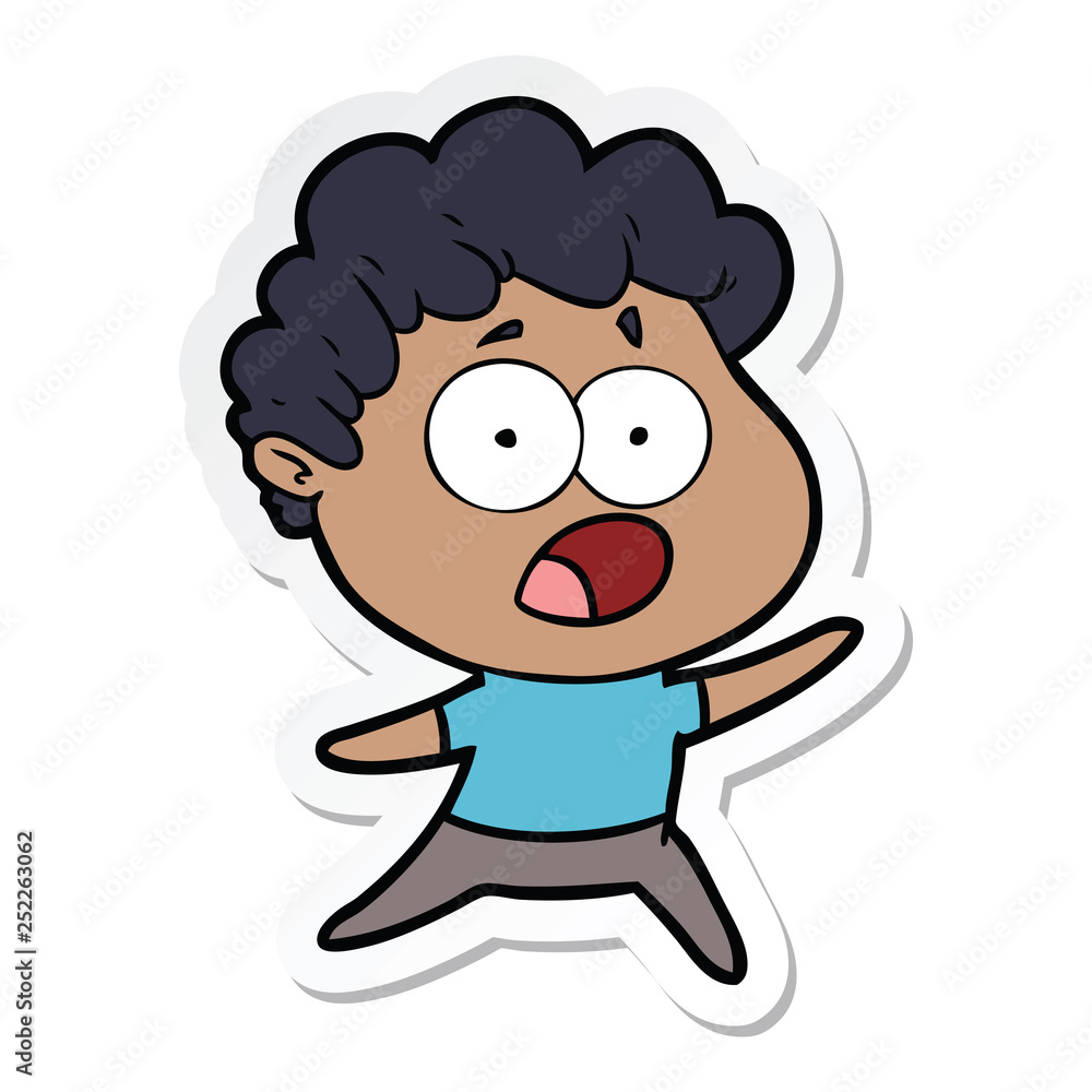 sticker of a cartoon man gasping in surprise sticker of a cartoon man gasping in surprise
