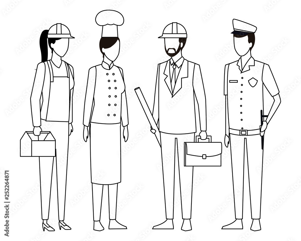 Jobs and professions avatar in black and white in black and white Jobs and professions avatar in black and white in black and white