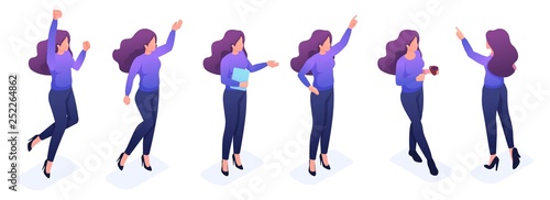 Set of Young Girls with Gestures and Emotions