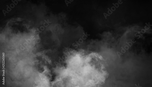 Stampa su tela Fog and mist effect on black background. Smoke texture overlays