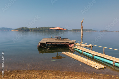 wooden View point and sitting chair at Pom Pee Khao Leaem National Park, Kanchanaburi , Thailand