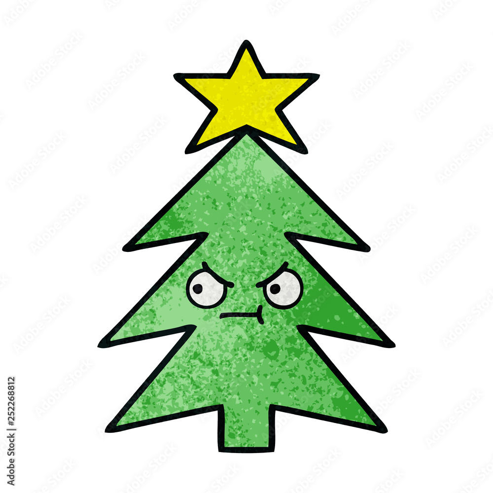 Obraz premium retro grunge texture cartoon christmas tree