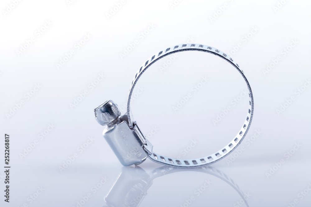 Fototapeta premium A metal clamp isolated on white