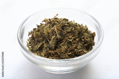 The dried leaves of the gimnema (herbal tea) photo