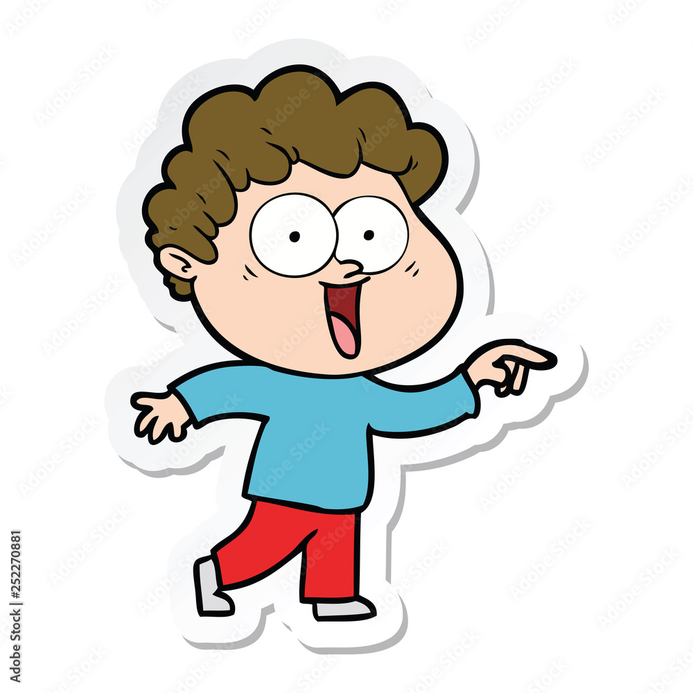 sticker of a cartoon happy man sticker of a cartoon happy man
