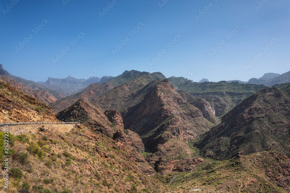 Scenic mountanious landscape in Grand Canary, Canary islands, Spain .