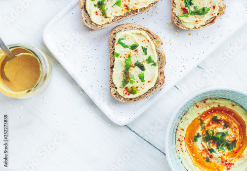 sandwiches with hummus and tahini