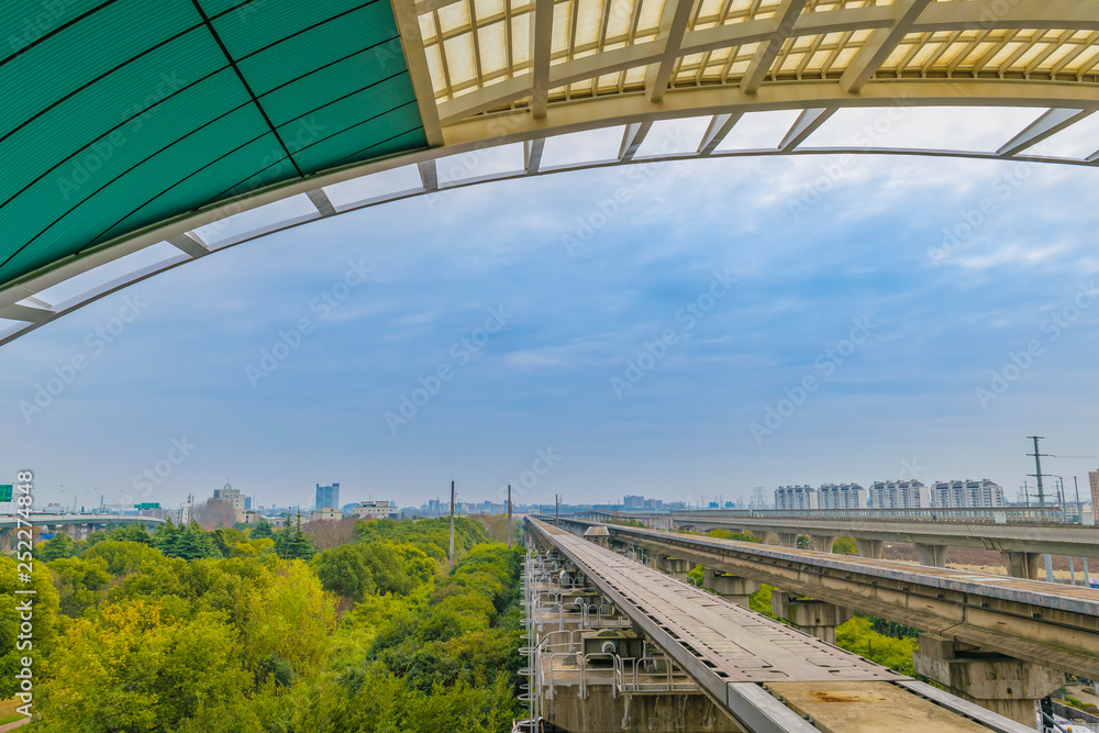 Fototapeta premium Empty Magnetic Railway of Maglev Metro Line, Shanghai