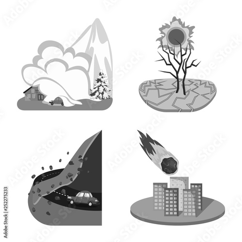 Vector design of nature and apocalypse  icon. Set of nature and environment  stock vector illustration.