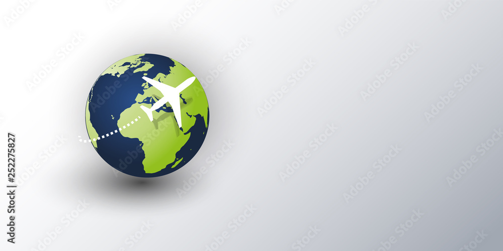 Traveling Around the World - Travel by Airplane - Globe Design Layout Traveling Around the World - Travel by Airplane - Globe Design Layout