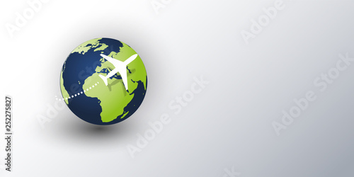Traveling Around the World - Travel by Airplane - Globe Design Layout 