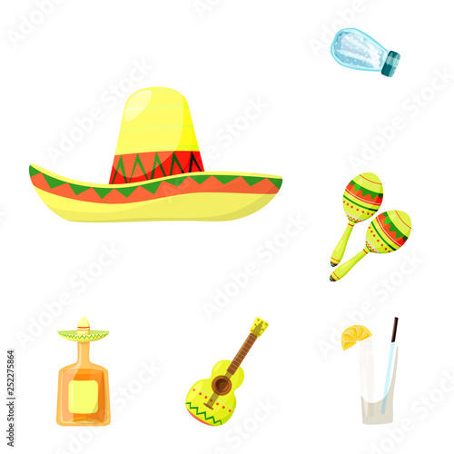 Isolated object of Mexico and tequila logo. Set of Mexico and fiesta stock vector illustration.