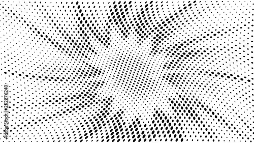 Halftone gradient explosion pattern. Abstract halftone vector dots background. Fireworks dots pattern. Pop Art, Comic small dots. Star rays halftone poster. Shine, sun rays. Twisted wave sunrise rays