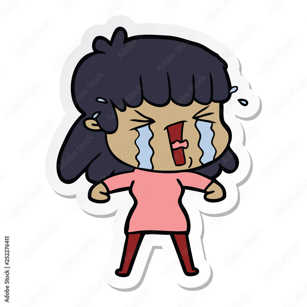 Fototapeta premium sticker of a cartoon woman in tears