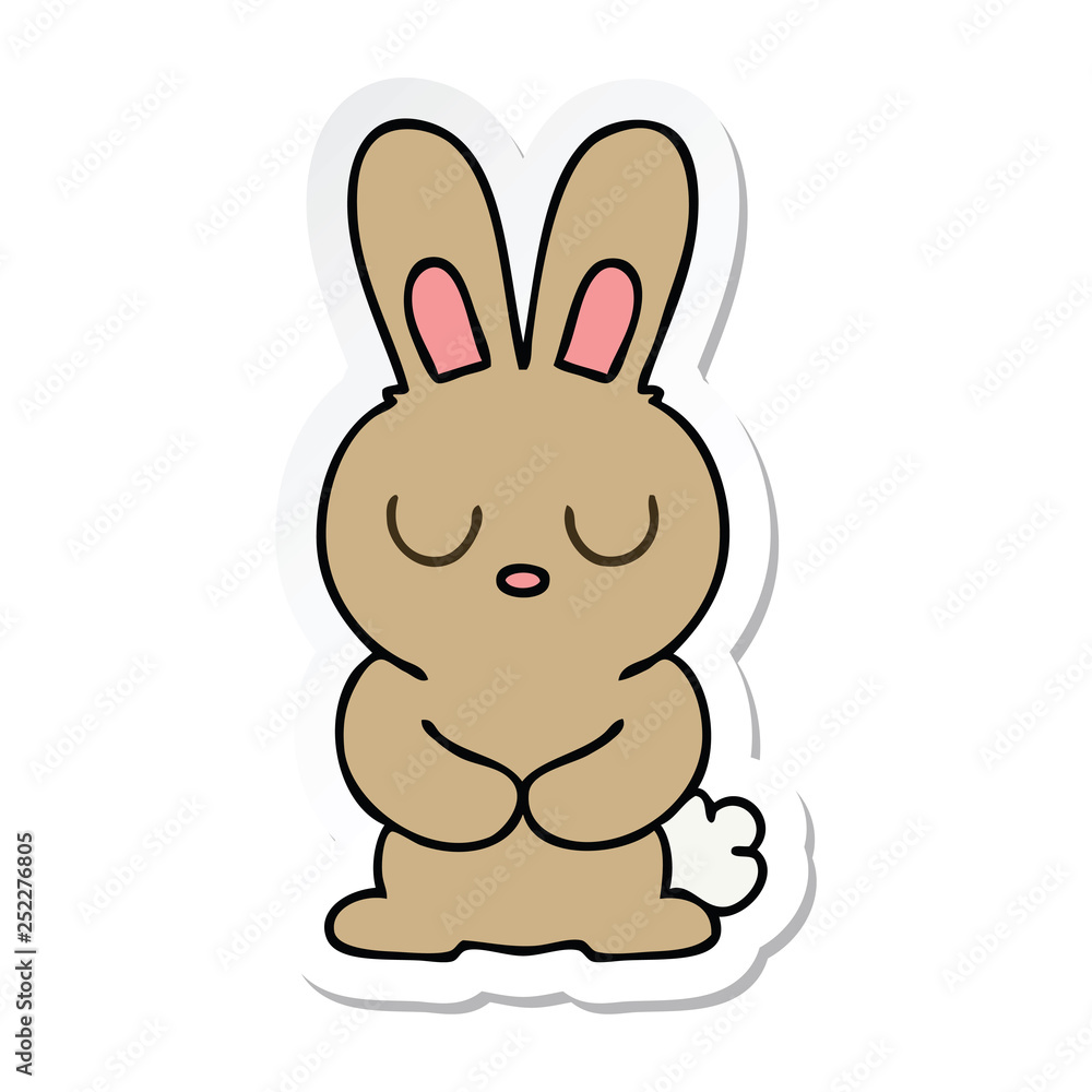 sticker of a quirky hand drawn cartoon rabbit sticker of a quirky hand drawn cartoon rabbit