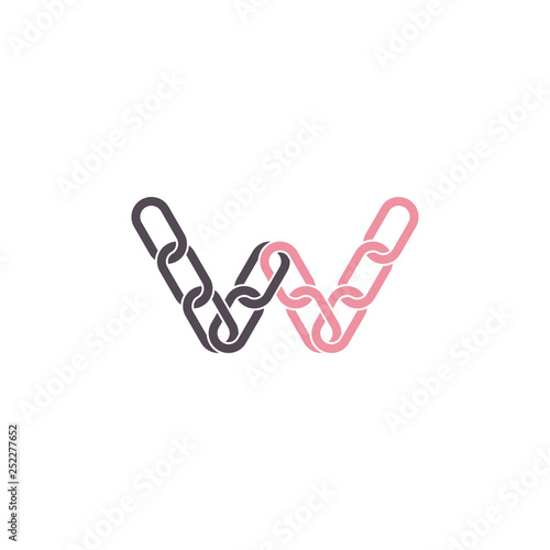 connection link letter w chain vector logo
