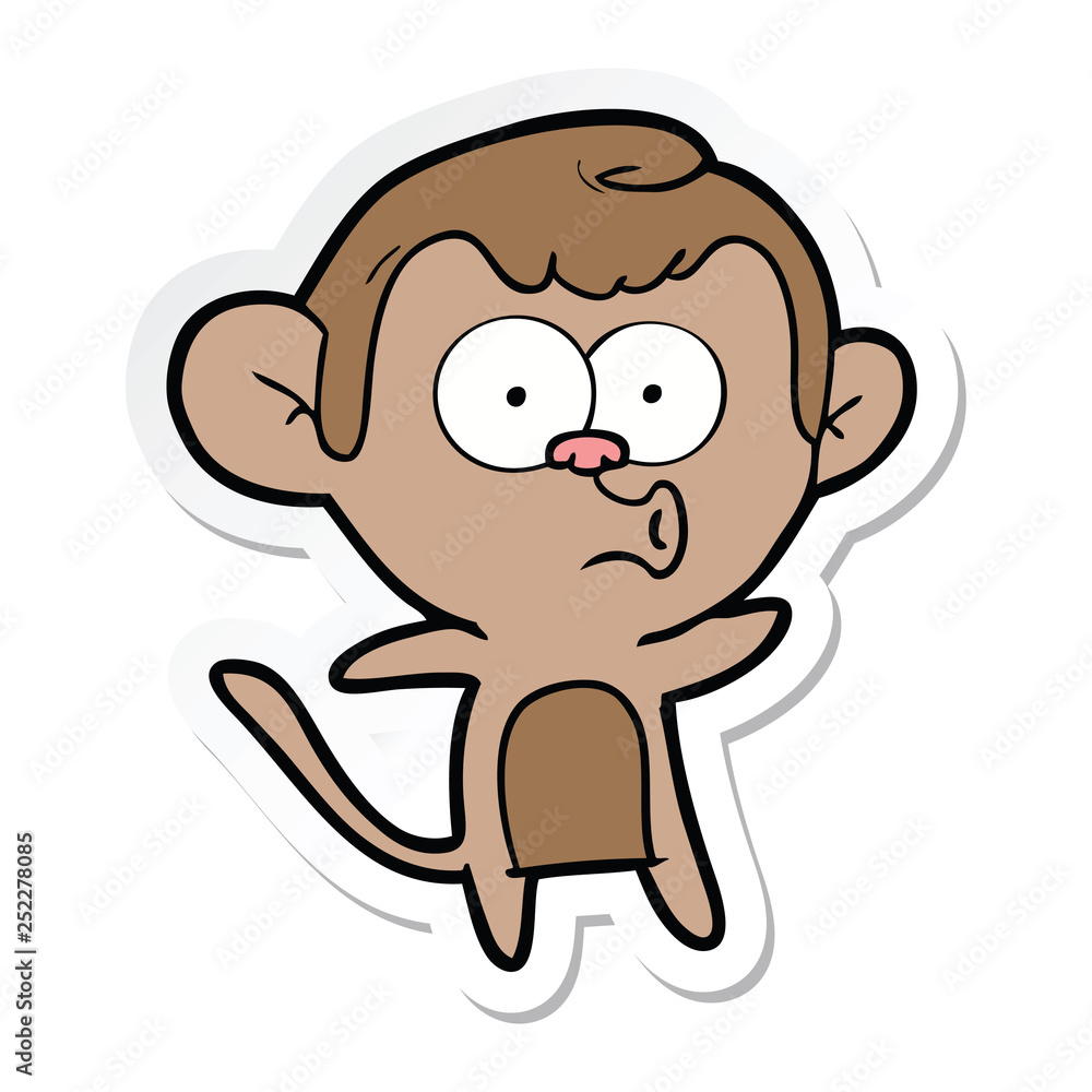 sticker of a cartoon surprised monkey sticker of a cartoon surprised monkey