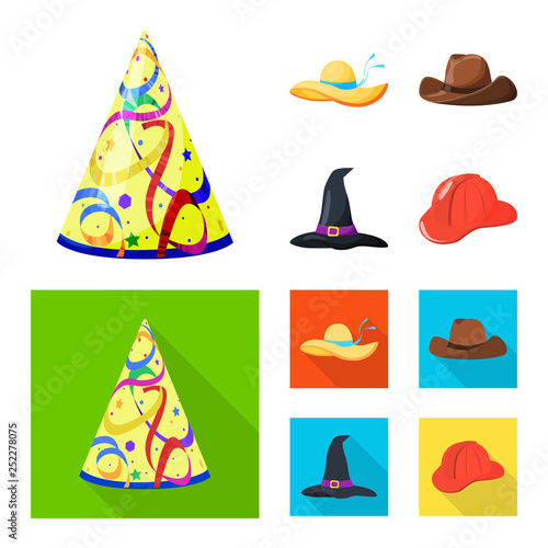 Isolated object of clothing and cap symbol. Collection of clothing and beret vector icon for stock.