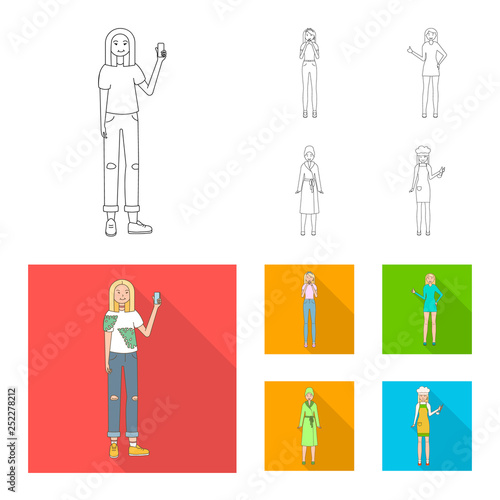 Vector illustration of posture and mood sign. Collection of posture and female vector icon for stock.