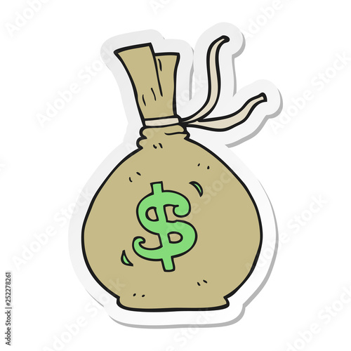sticker of a cartoon bag of money