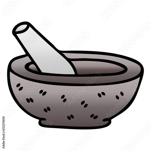 quirky gradient shaded cartoon pestle and mortar