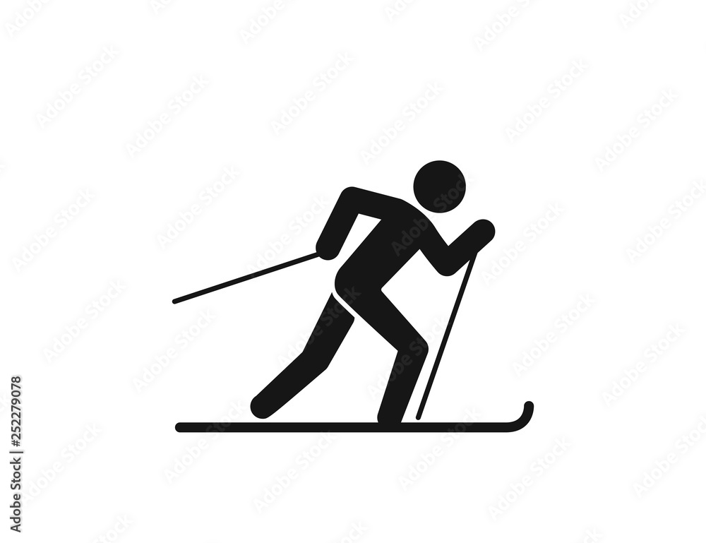 Skiing, Skier skiing downhill vector web icon isolated on white background, EPS 10, top view Skiing, Skier skiing downhill vector web icon isolated on white background, EPS 10, top view