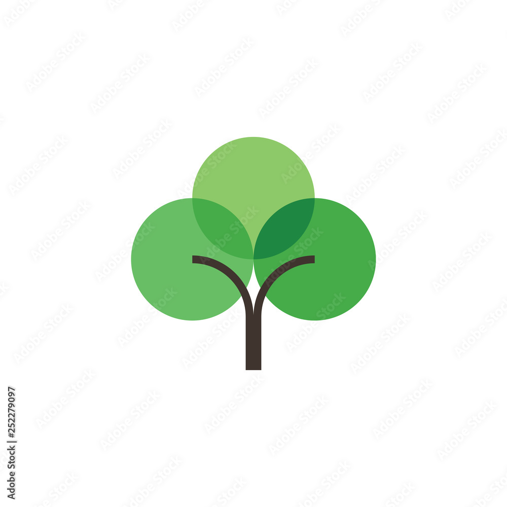 geometric flat green tree logo icon element geometric flat green tree logo icon element