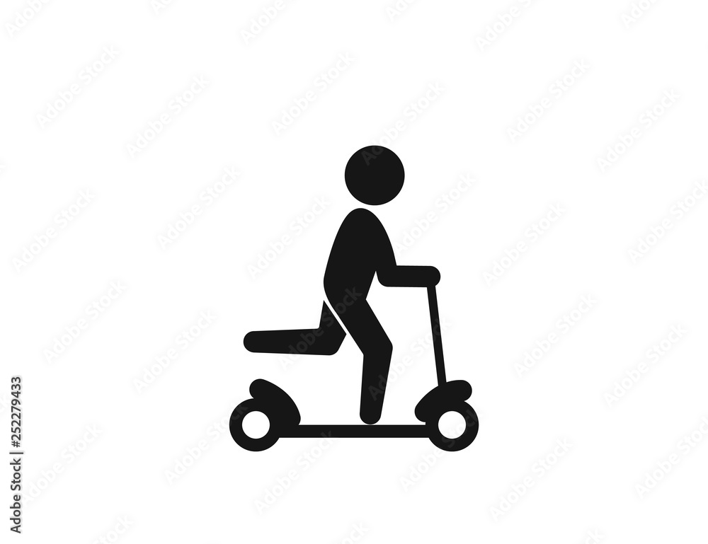 Man on Scooter vector web icon isolated on white background, EPS 10, top view