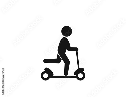 Man on Scooter vector web icon isolated on white background, EPS 10, top view