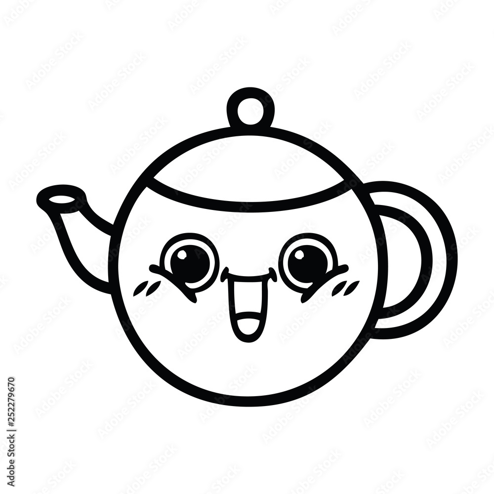 line drawing cartoon tea pot line drawing cartoon tea pot