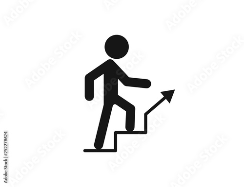 Stairs up web icon isolated on white background, EPS 10, top view