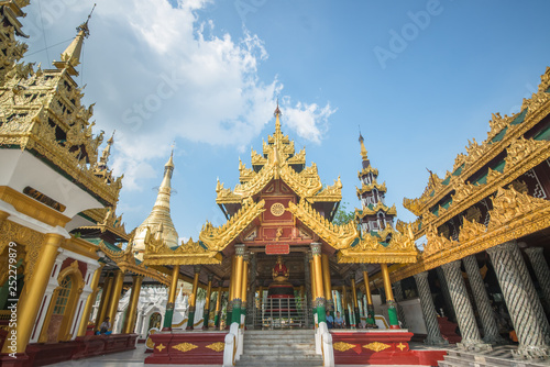 Shwedagon Pagoda Buddhist Temple in Yangon  Myanmar