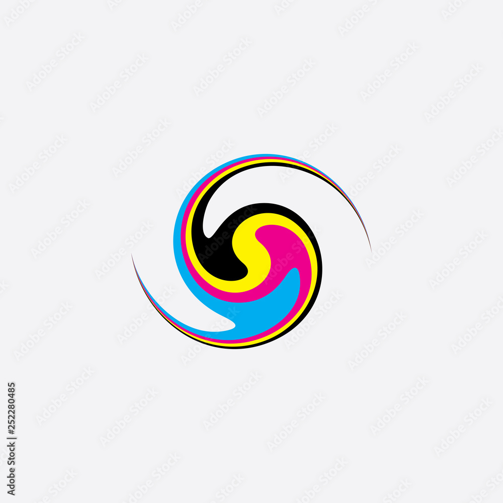 twisted distorted ink cmyk print icon logo
