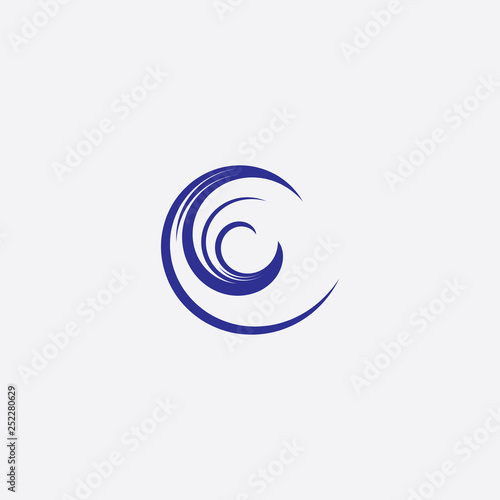 water wave letter c icon symbol