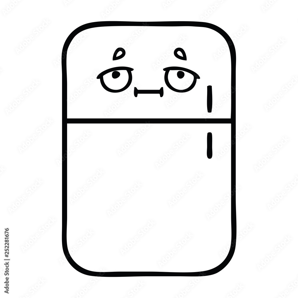 line drawing cartoon fridge freezer Stock Vector | Adobe Stock line drawing cartoon fridge freezer Stock Vector | Adobe Stock