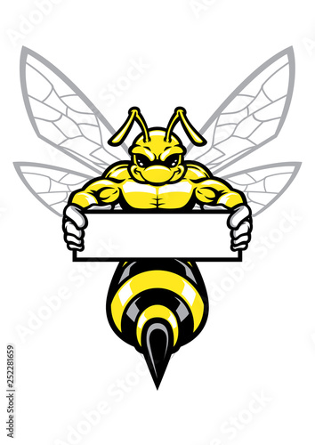 muscular wasp hornet holding the banner