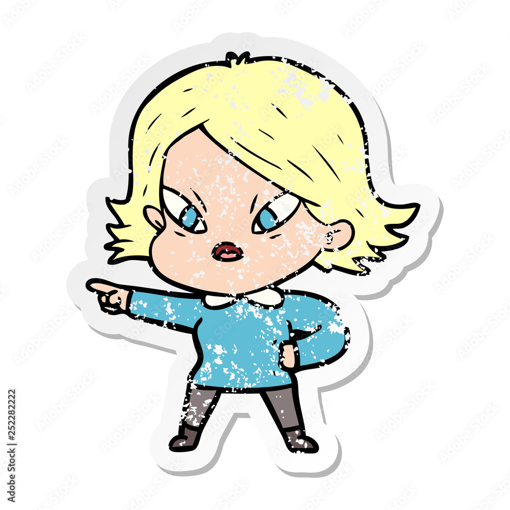 distressed sticker of a cartoon stressed woman distressed sticker of a cartoon stressed woman
