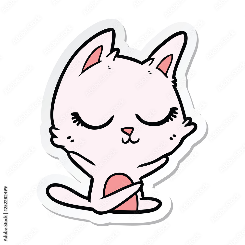 sticker of a calm cartoon cat sticker of a calm cartoon cat